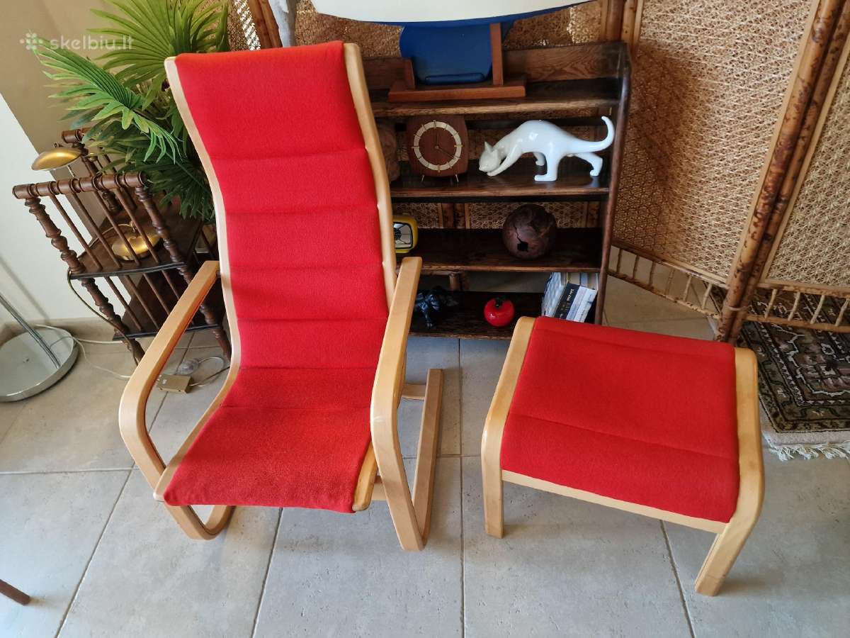 Vintažinis mid century fotelis su pakoju - nuotraukos Nr. 14