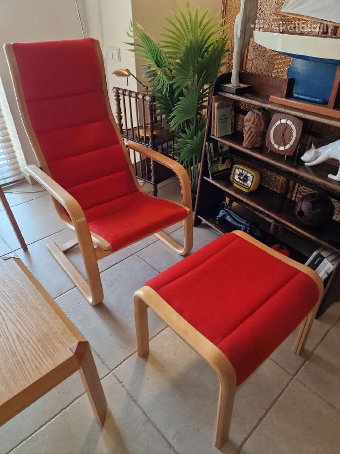 Vintažinis mid century fotelis su pakoju - nuotraukos Nr. 24