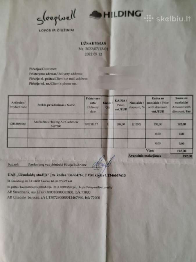 Parduodamas antčiužinis
