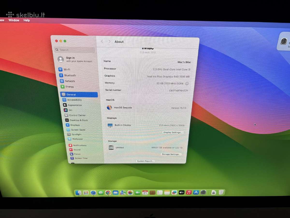 Apple iMac 2017 i5/32gb/1tb SSD/ 21.5 inc - nuotraukos Nr. 3