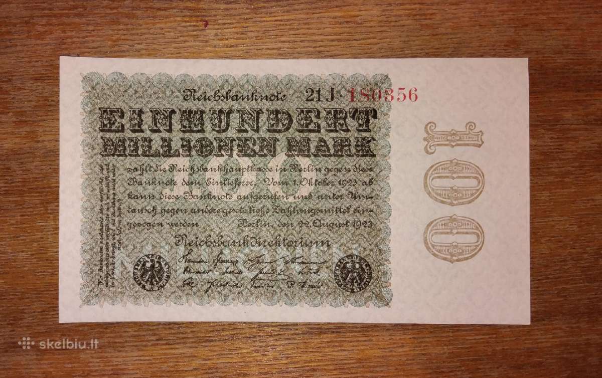 Vokietijos 100 mln markių banknotas