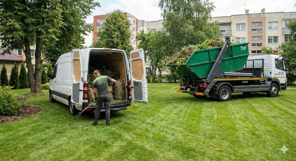 Lapai, šakos - žaliųjų atliekų išvežimas Vilniuje