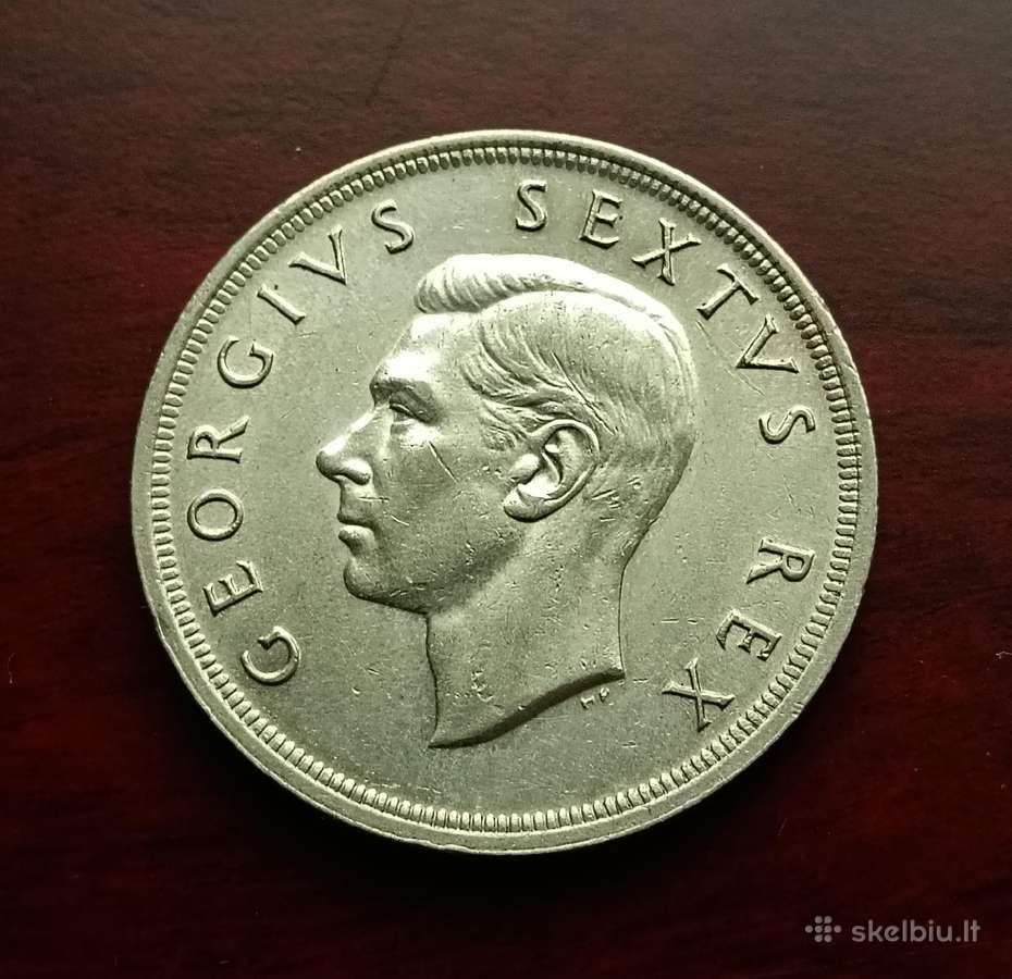 1952 m. Pietų Afrikos 5 šilingų sidabrinė moneta. - nuotraukos Nr. 2