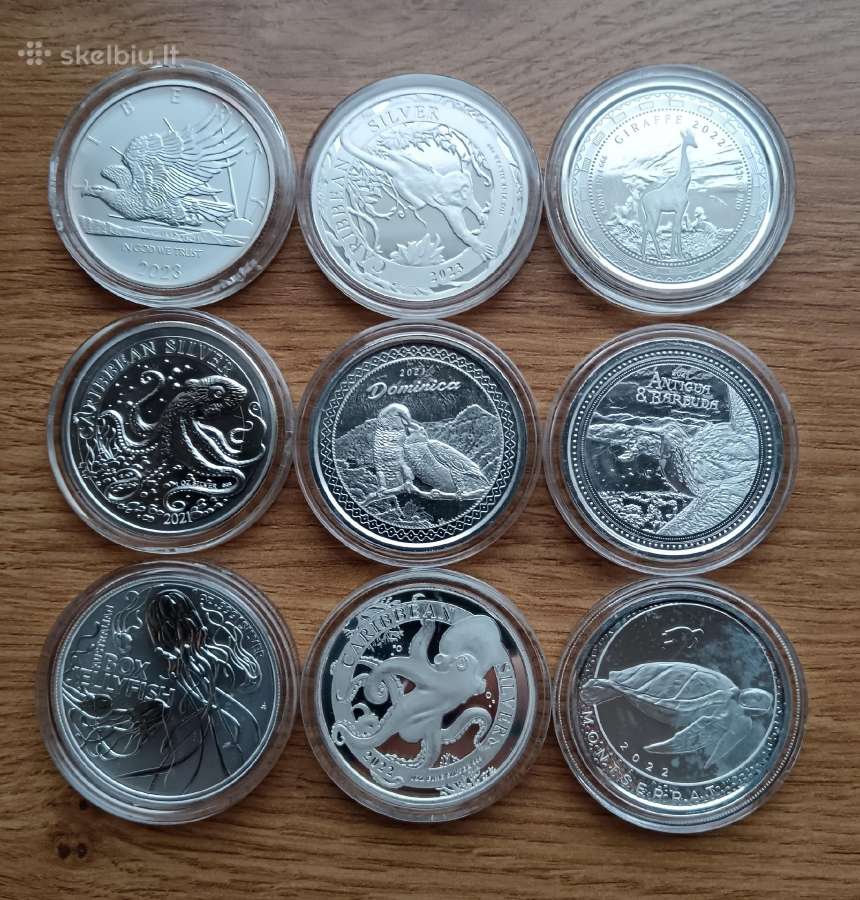 1 Oz sidabrinės uncijos monetos