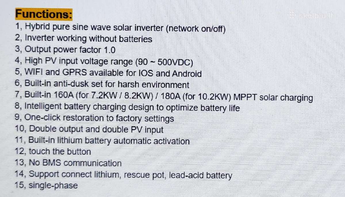Easun hibridinis inverteris 10,2 kw - nuotraukos Nr. 7