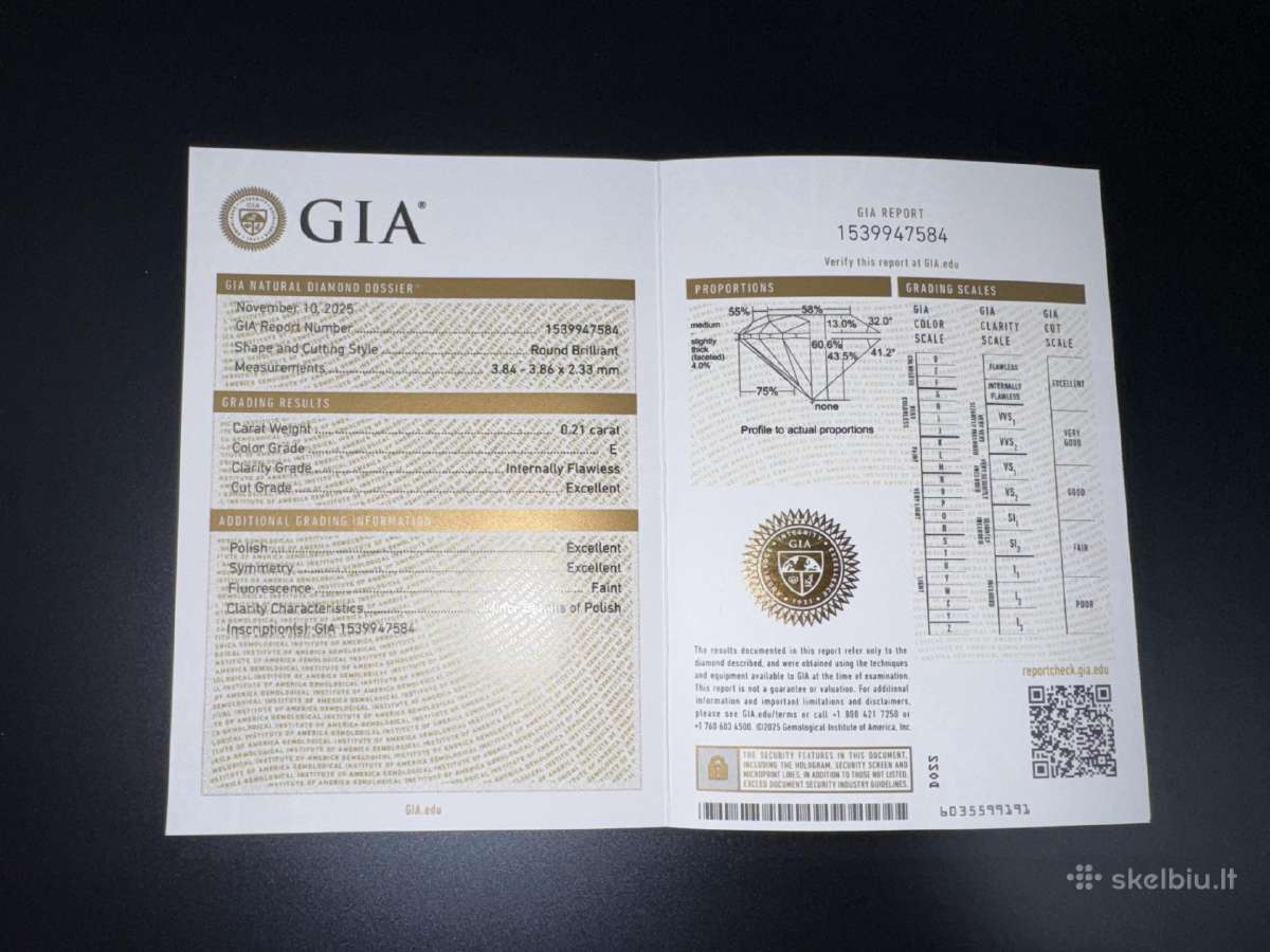 0.42ct natūralių deimantų pora E If 3ex - nuotraukos Nr. 5