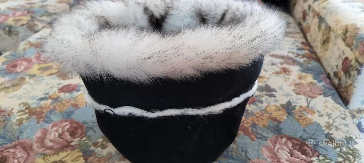 Žieminė kepurė su kailiu.uždengia ausis.gylis 15cm - nuotraukos Nr. 4