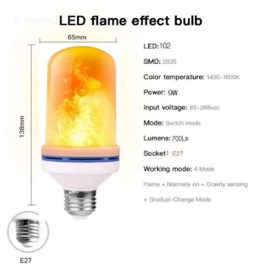 LED lempos su liepsnos efektu - nuotraukos Nr. 2
