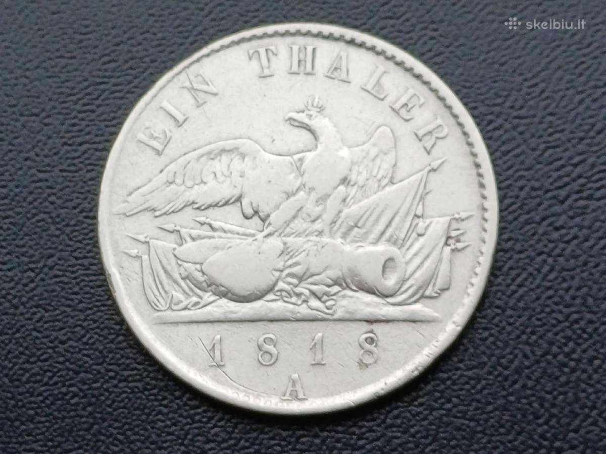 1 taleris 1818m. Prusija sidabras 900