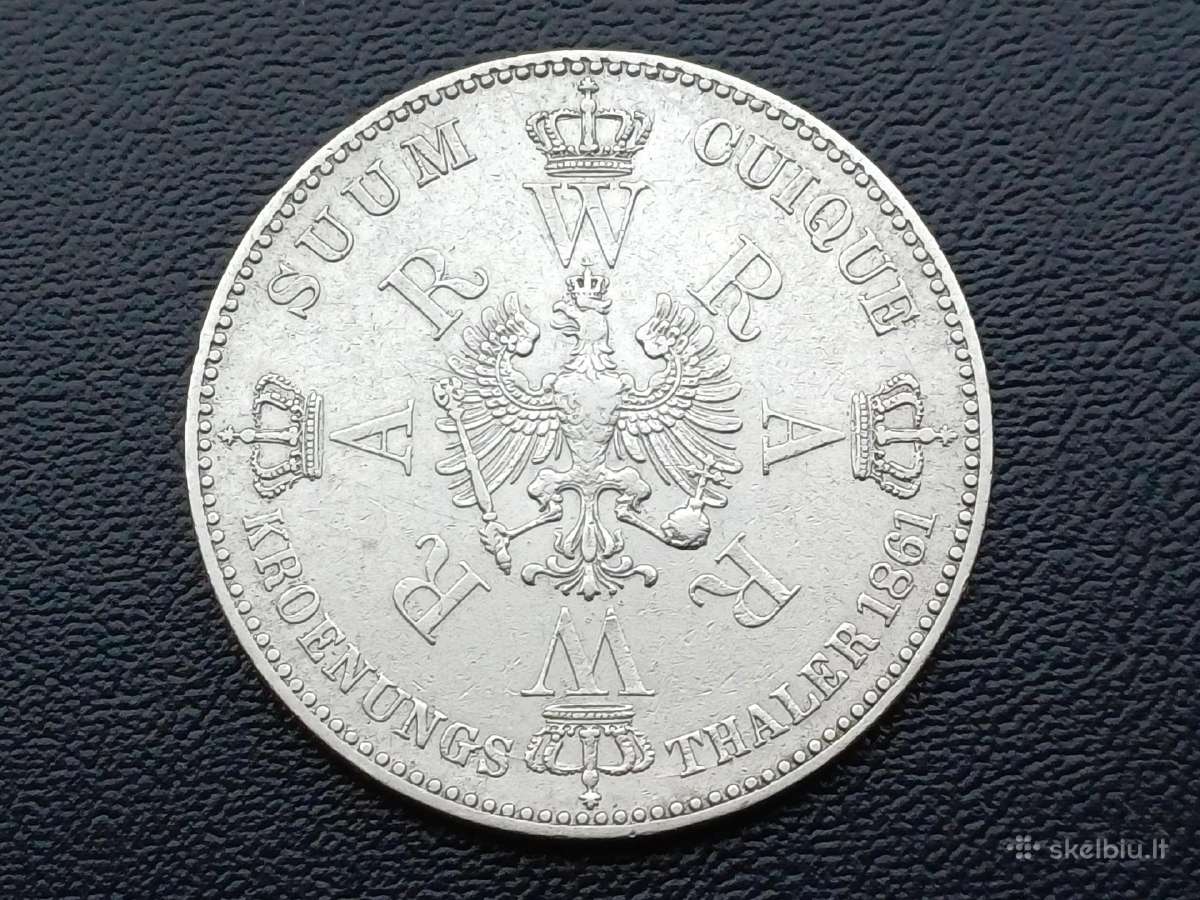 1 taleris 1861m. Prusija sidabras 900 - nuotraukos Nr. 2
