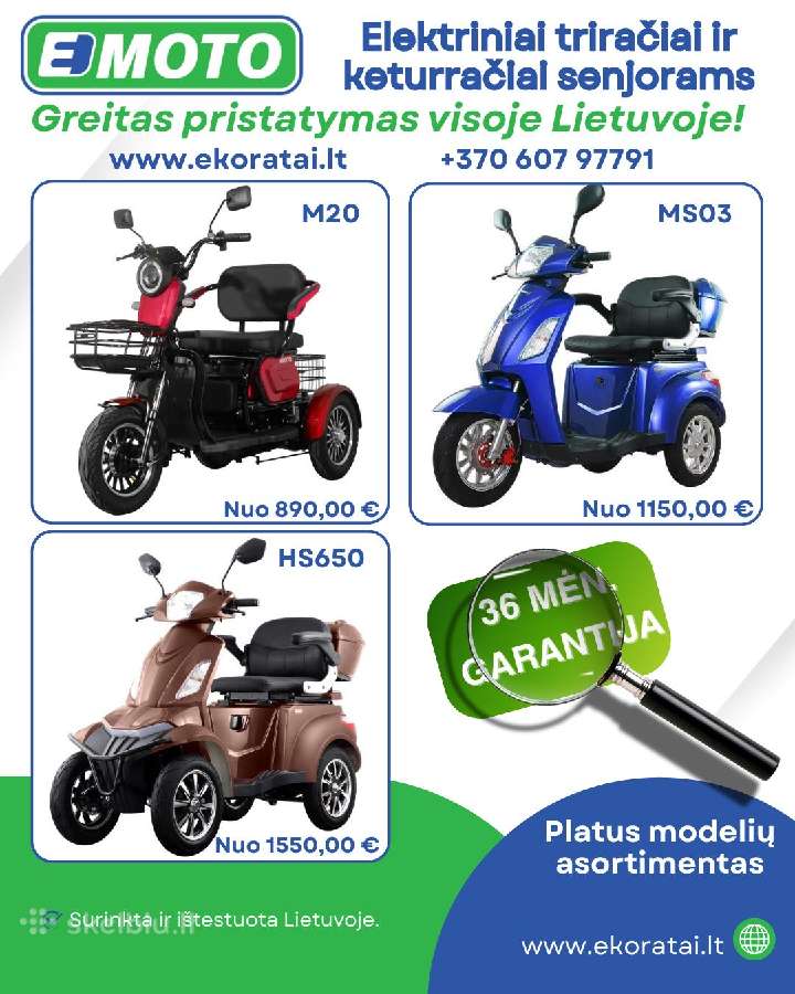 Elektriniai triračiai ir keturračiai Senjorams!