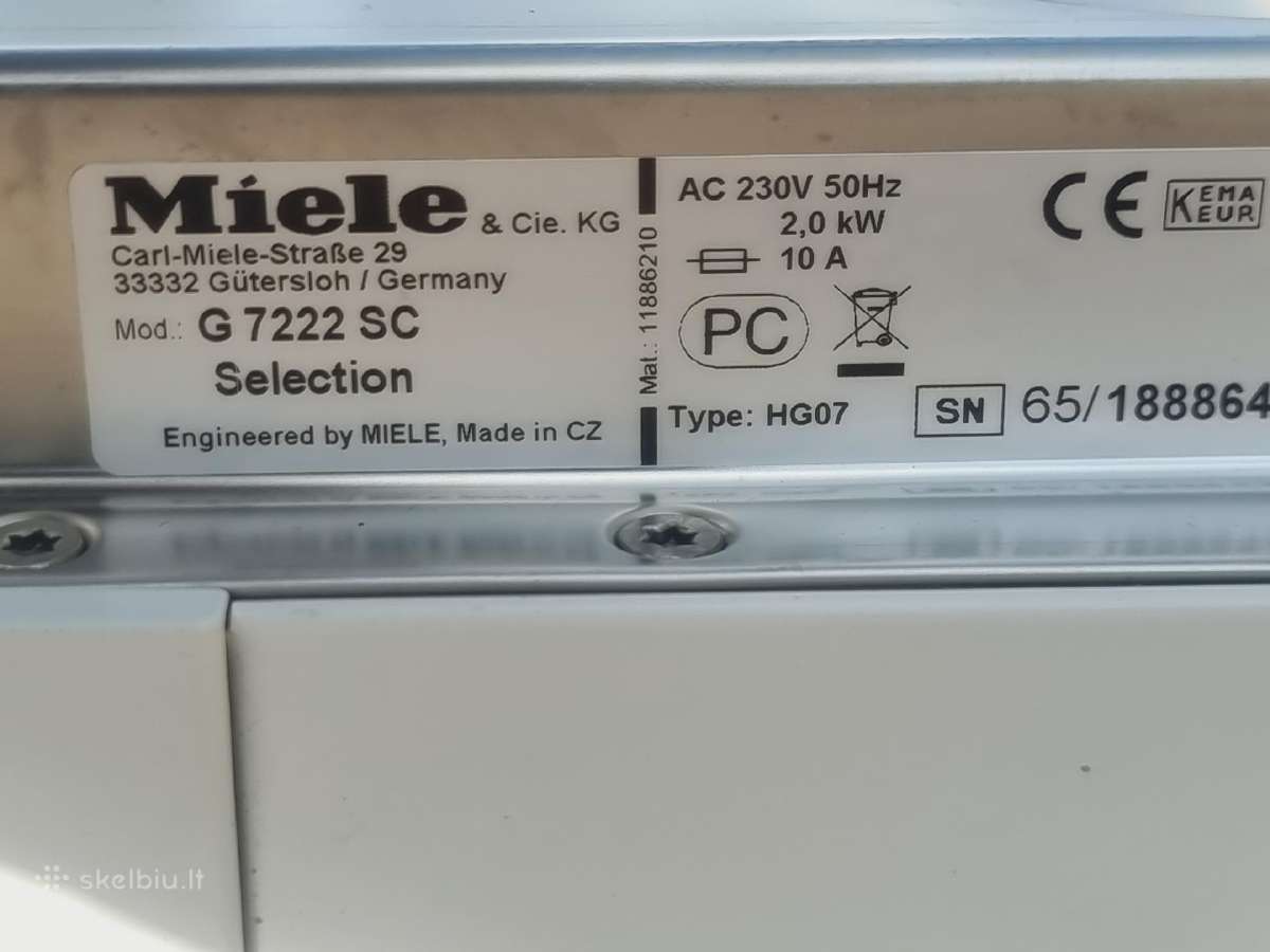 Nauja baltos sp. Miele G222sc + garantija - nuotraukos Nr. 30
