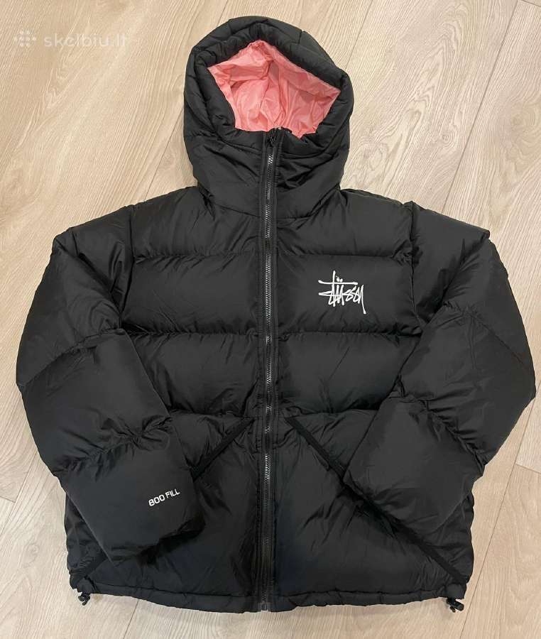 Stussy pūkinė striukė L – rožinis kapišono vidus