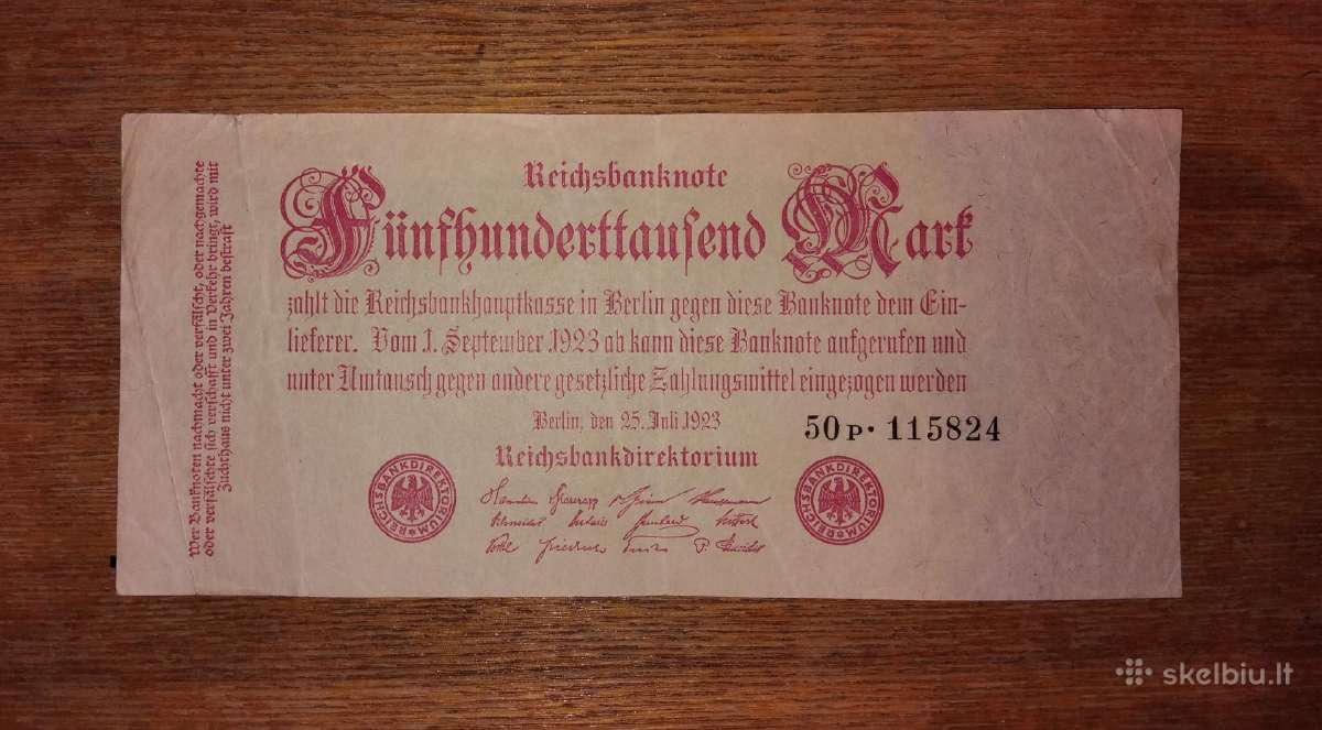 Vokietijos 500.000 markių banknotas