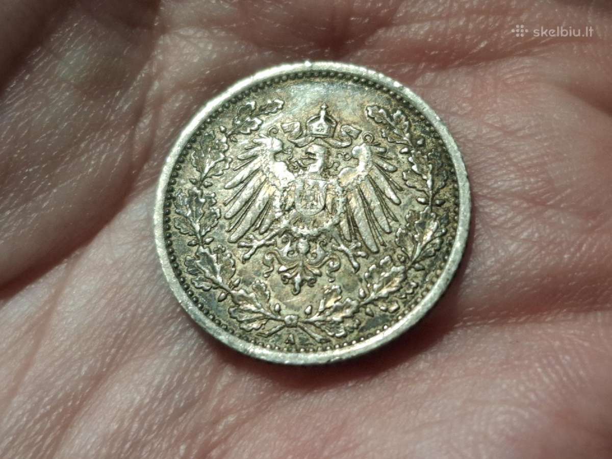 Vokietija 1/2 mark 1915 sidabras - nuotraukos Nr. 2