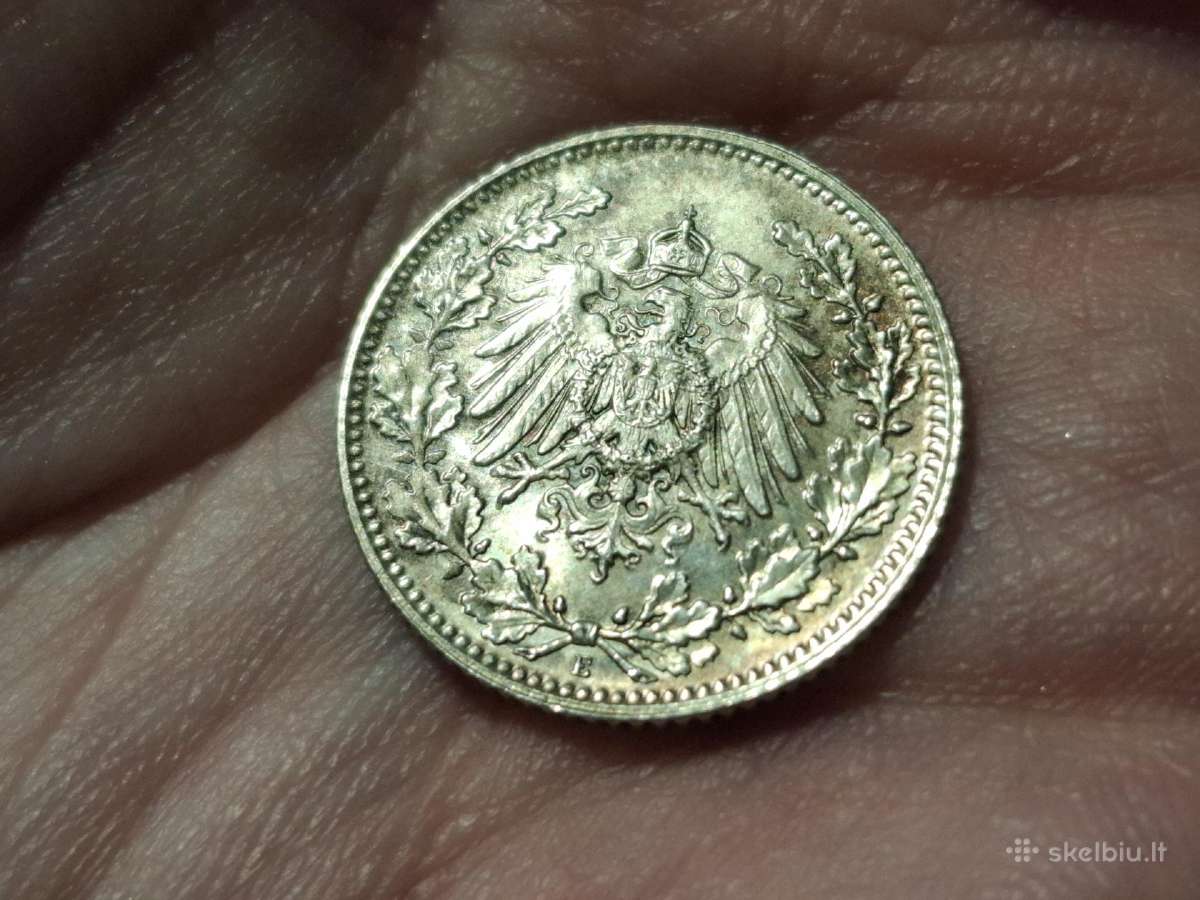 Vokietija 1/2 mark 1917 E sidabras - nuotraukos Nr. 2