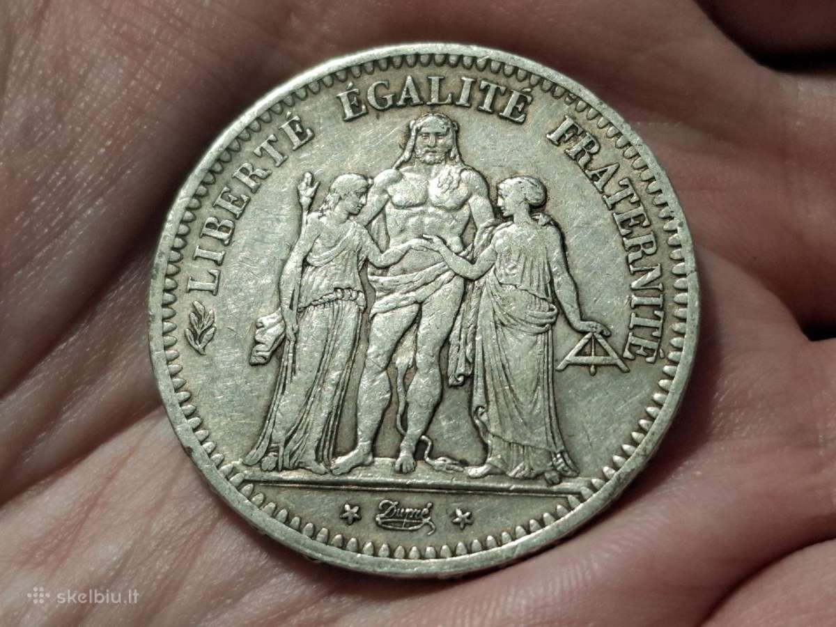 Prancūzija 5 frankai 1849 sidabras - nuotraukos Nr. 2