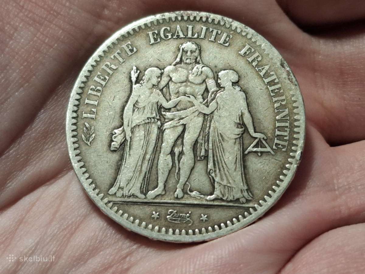 Prancūzija 5 frankai 1848 sidabras - nuotraukos Nr. 2