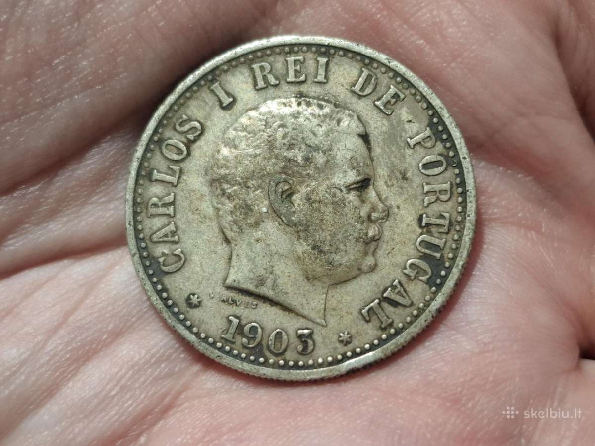 Portugalų Indija 1 rupija 1903 sidabras - nuotraukos Nr. 2
