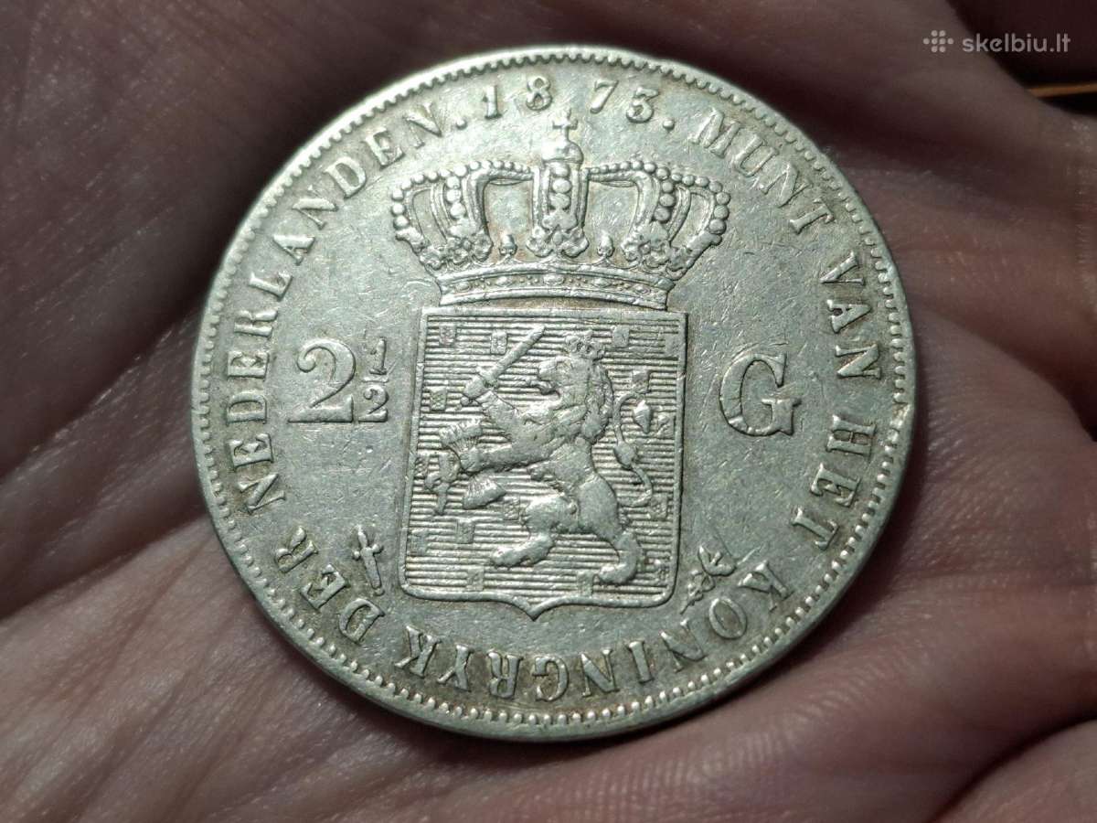 Nyderlandai 2 1/2 guldeno 1873 sidabras