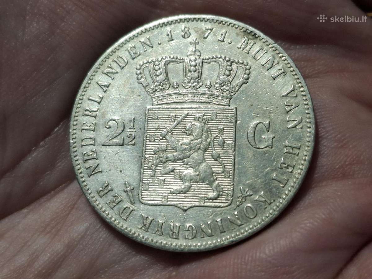 Nyderlandai 2 1/2 guldeno 1871 sidabras