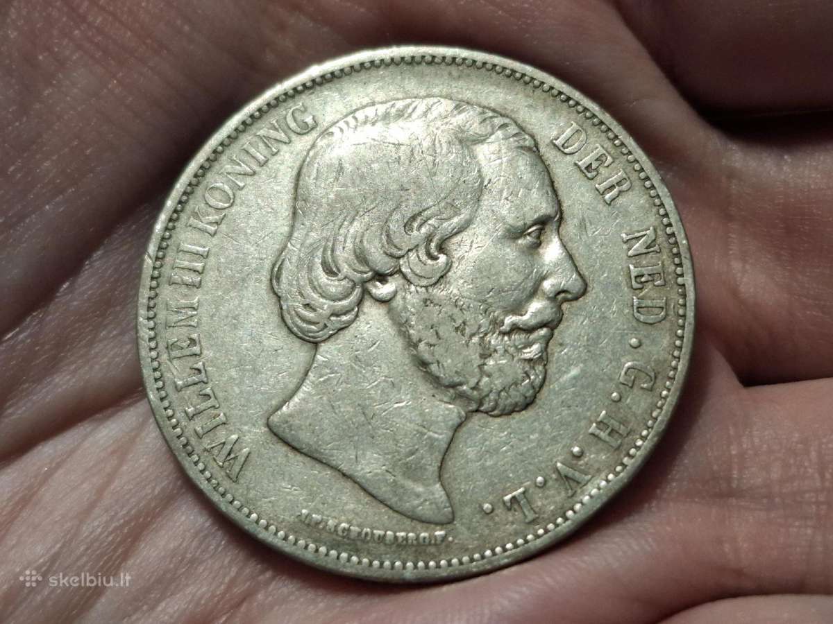 Nyderlandai 2 1/2 guldeno 1870 sidabras - nuotraukos Nr. 2
