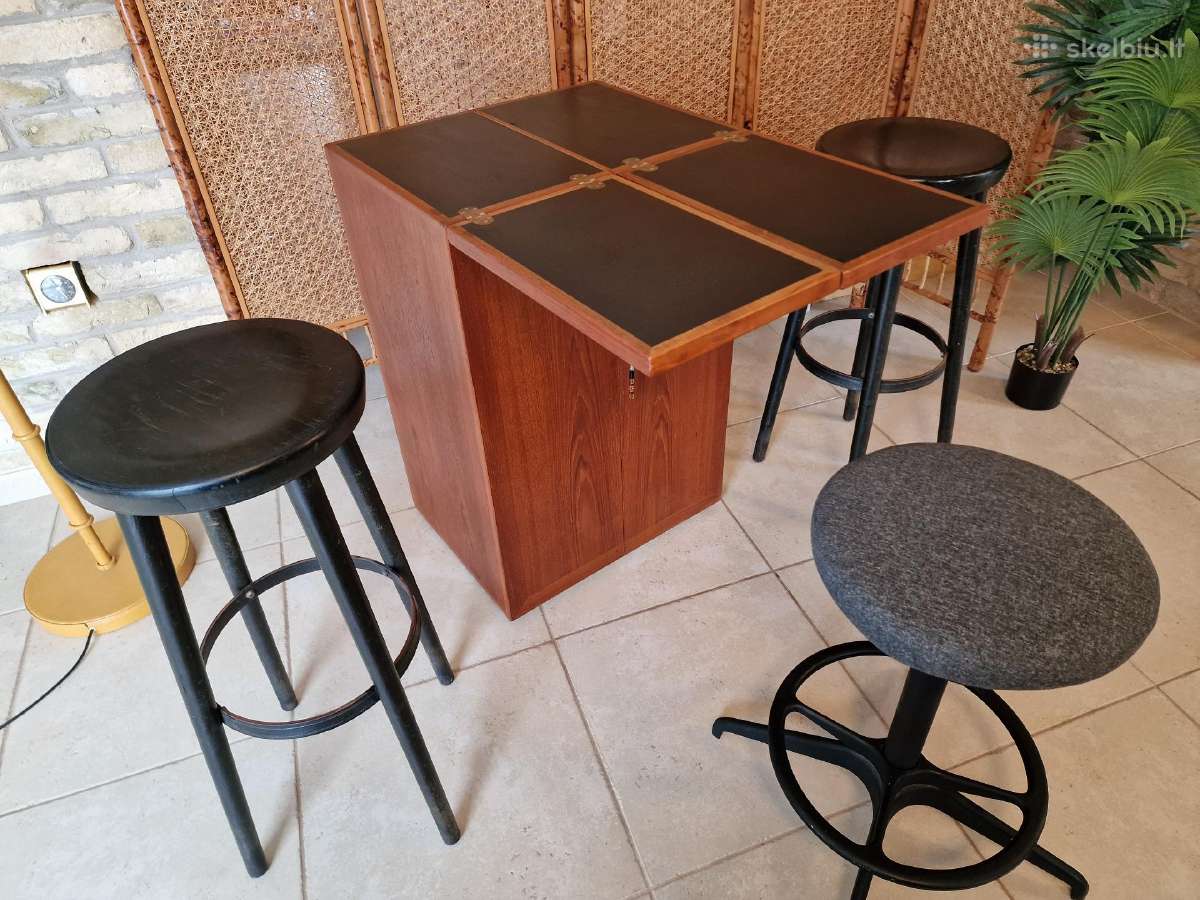 Vintažinis mid century tikmedžio baro spintelė - nuotraukos Nr. 4