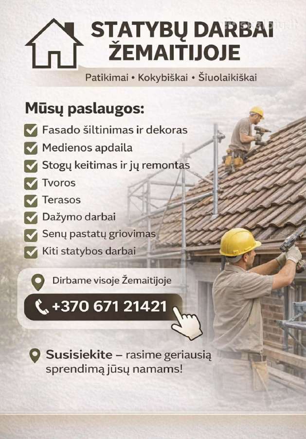 Sandeliukas sklype. stogai, fasadai, statybos darb