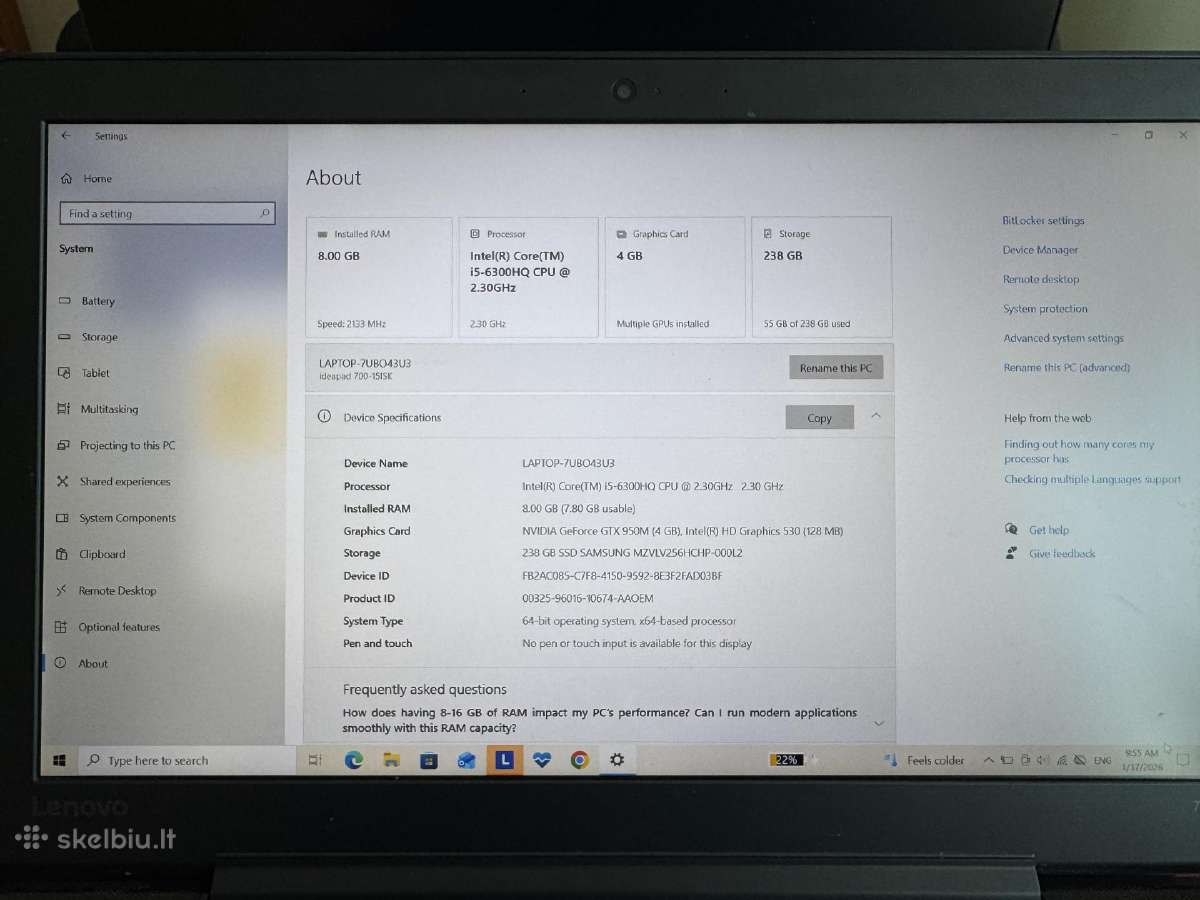 Lenovo Ideapad Y700-15isk - nuotraukos Nr. 4