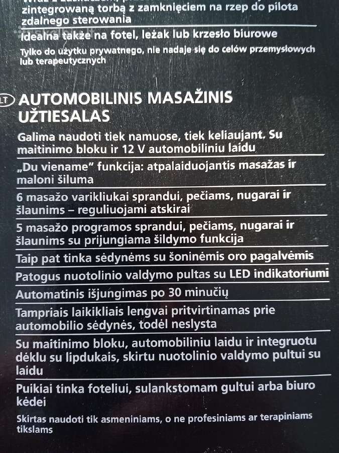 Automobilinis masažinis užtiesalas (šildantis) - nuotraukos Nr. 3