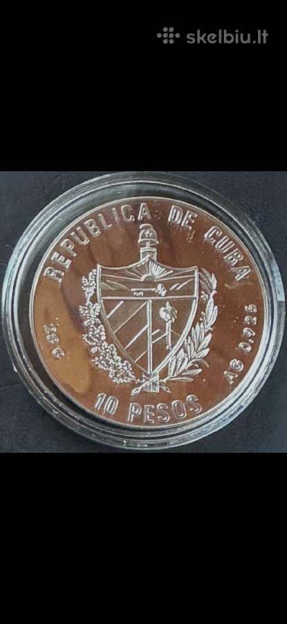 Moneta Cuba 1992m. 10 pesos, sidabras(.925) - nuotraukos Nr. 2