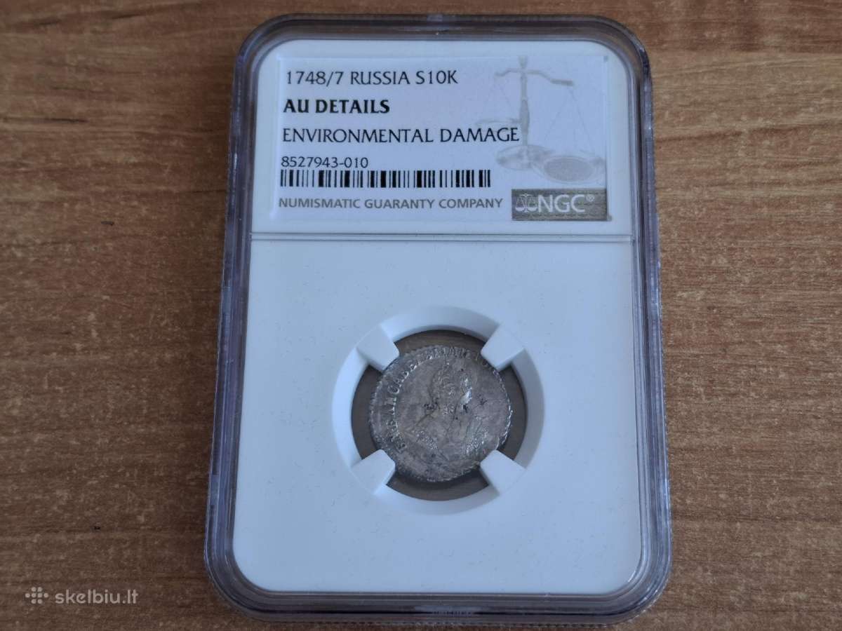 Rusija Grivenikas 1748 sidabras Au details - nuotraukos Nr. 3