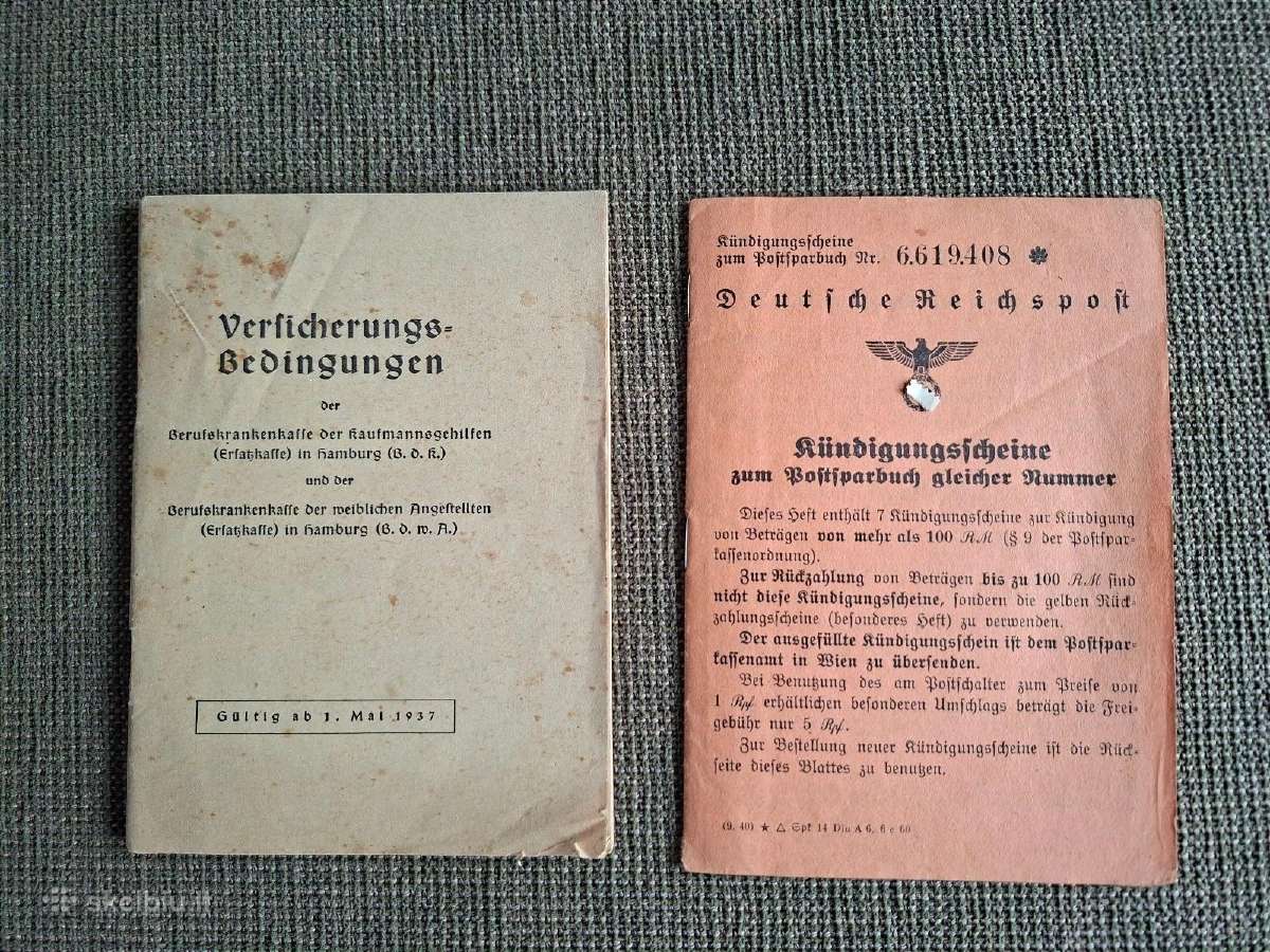 2 seni bukletai iš 1937 m., Vokietijos Reicho pašt