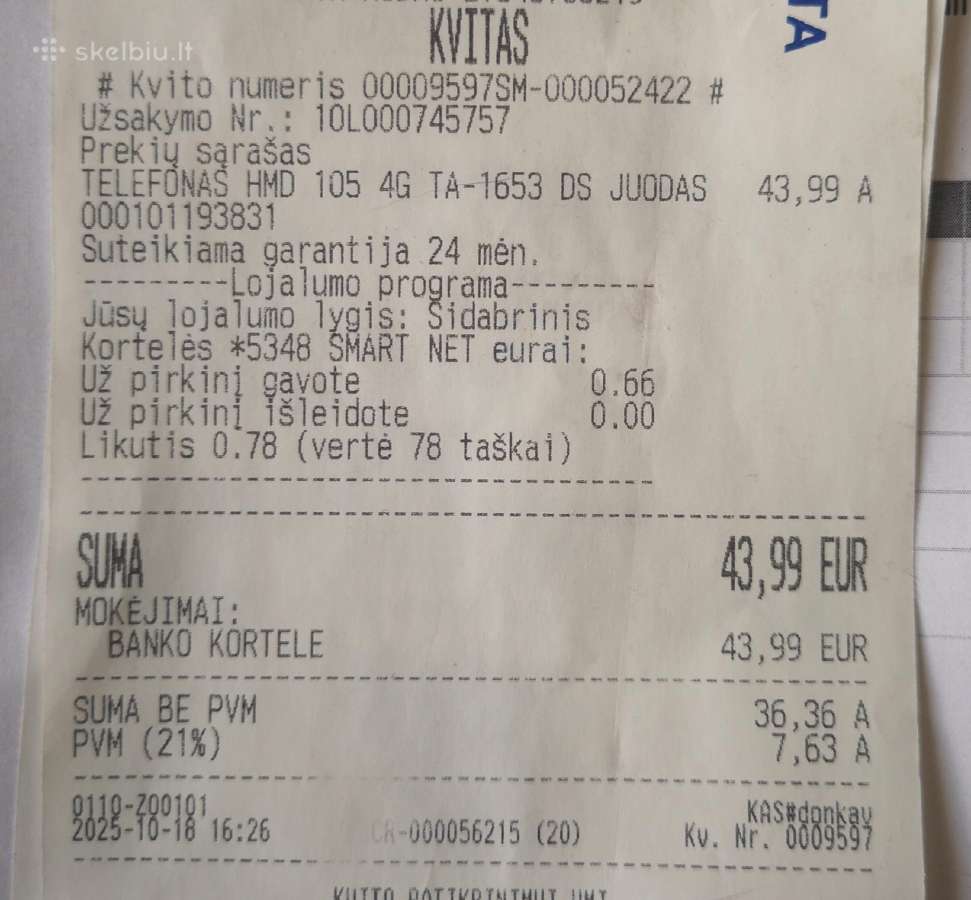 Hmd (Nokia) 105 4G telefonas,su 2 m.garantija - nuotraukos Nr. 9