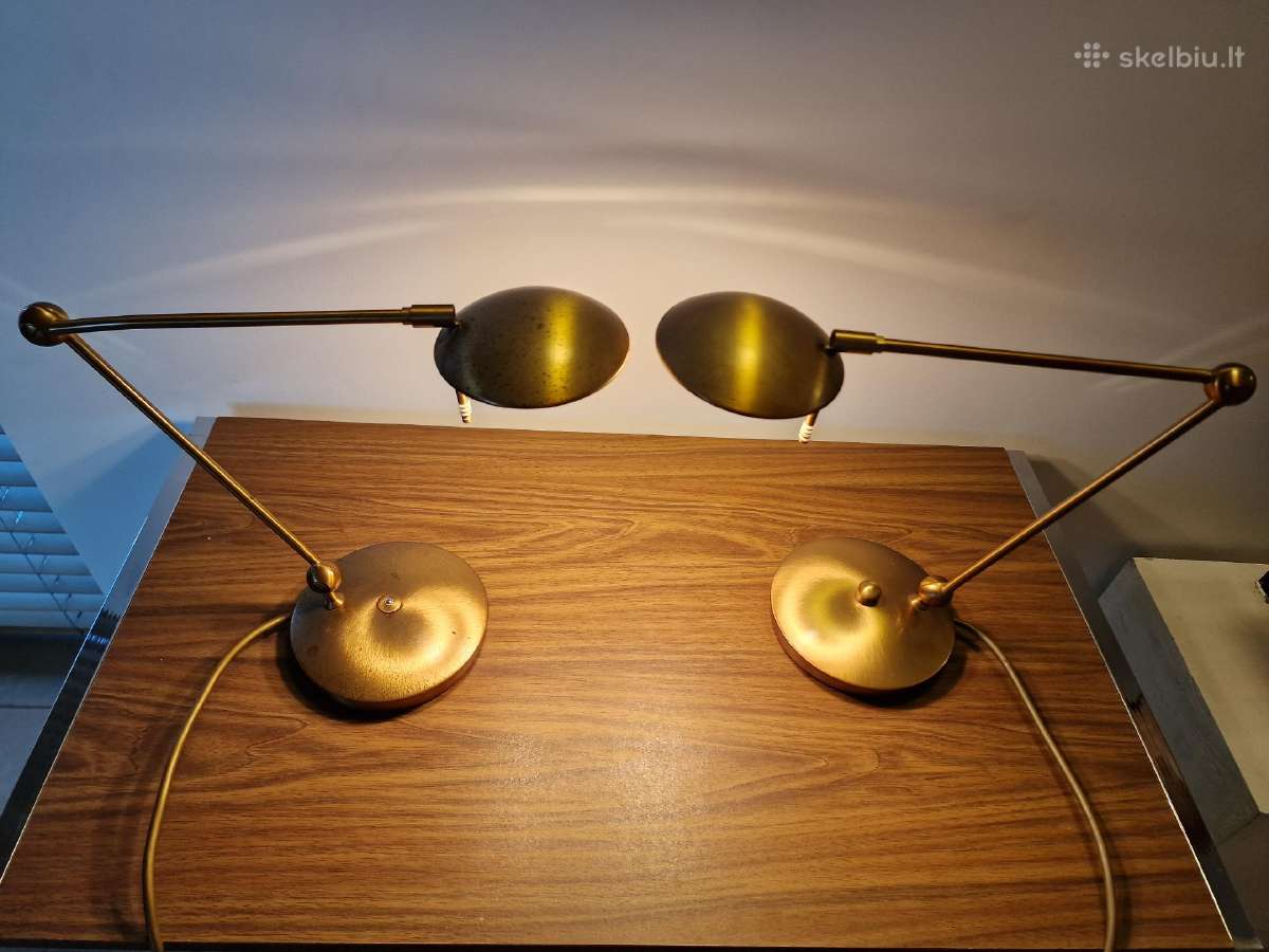 Vintažinės mid century žalvario stalinės lempos - nuotraukos Nr. 8