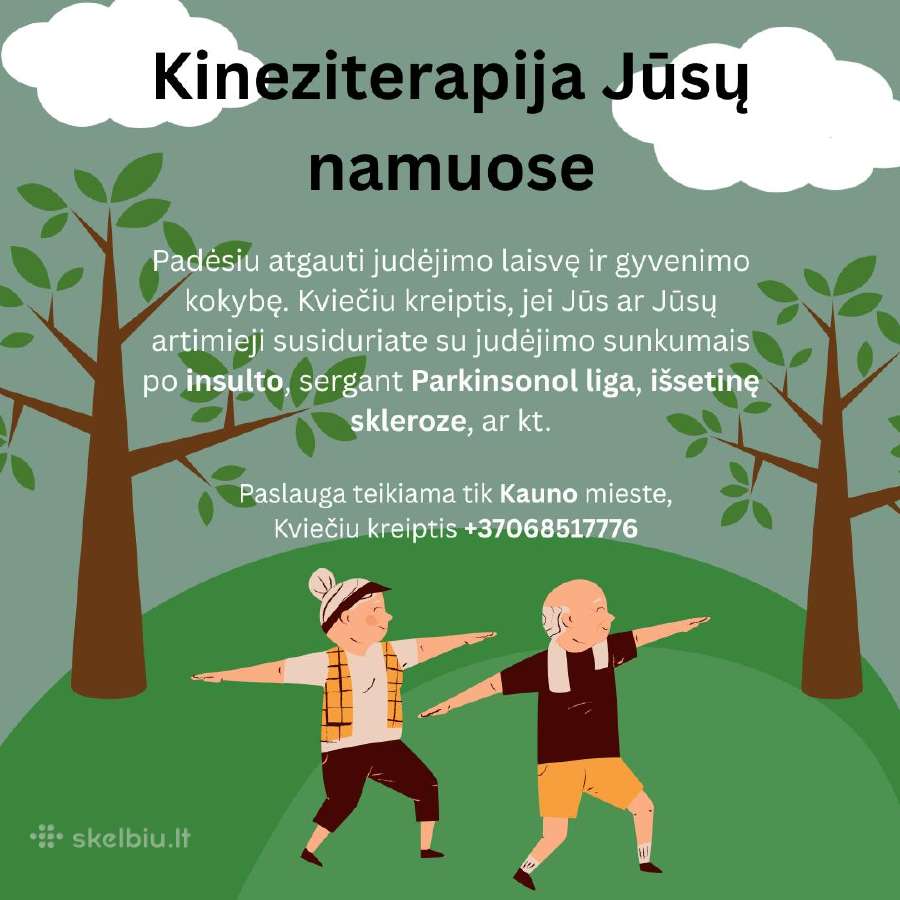 Kineziterapija/ reabilitacija/ mankšta namuose