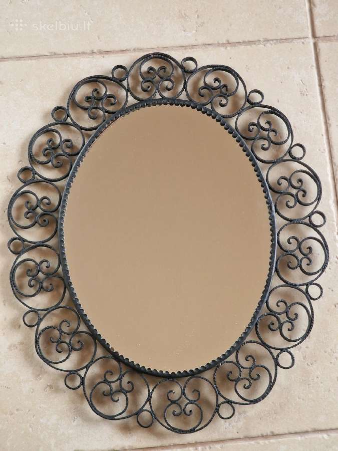 Vintažinis mid century veidrodis kaltiniame rėme - nuotraukos Nr. 8