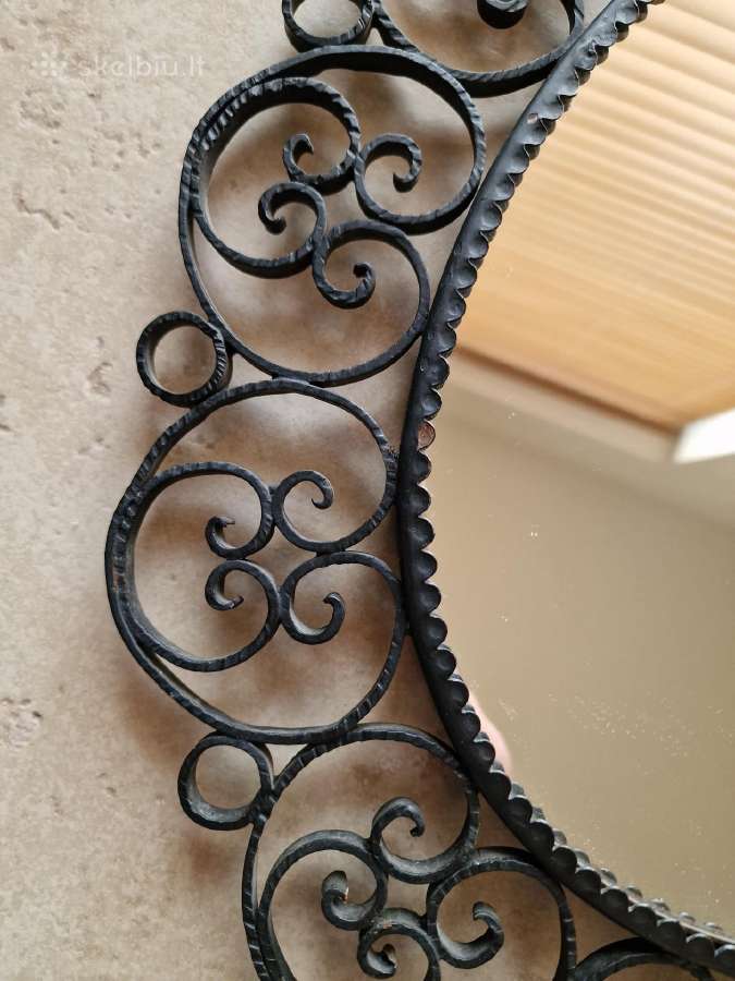 Vintažinis mid century veidrodis kaltiniame rėme - nuotraukos Nr. 11