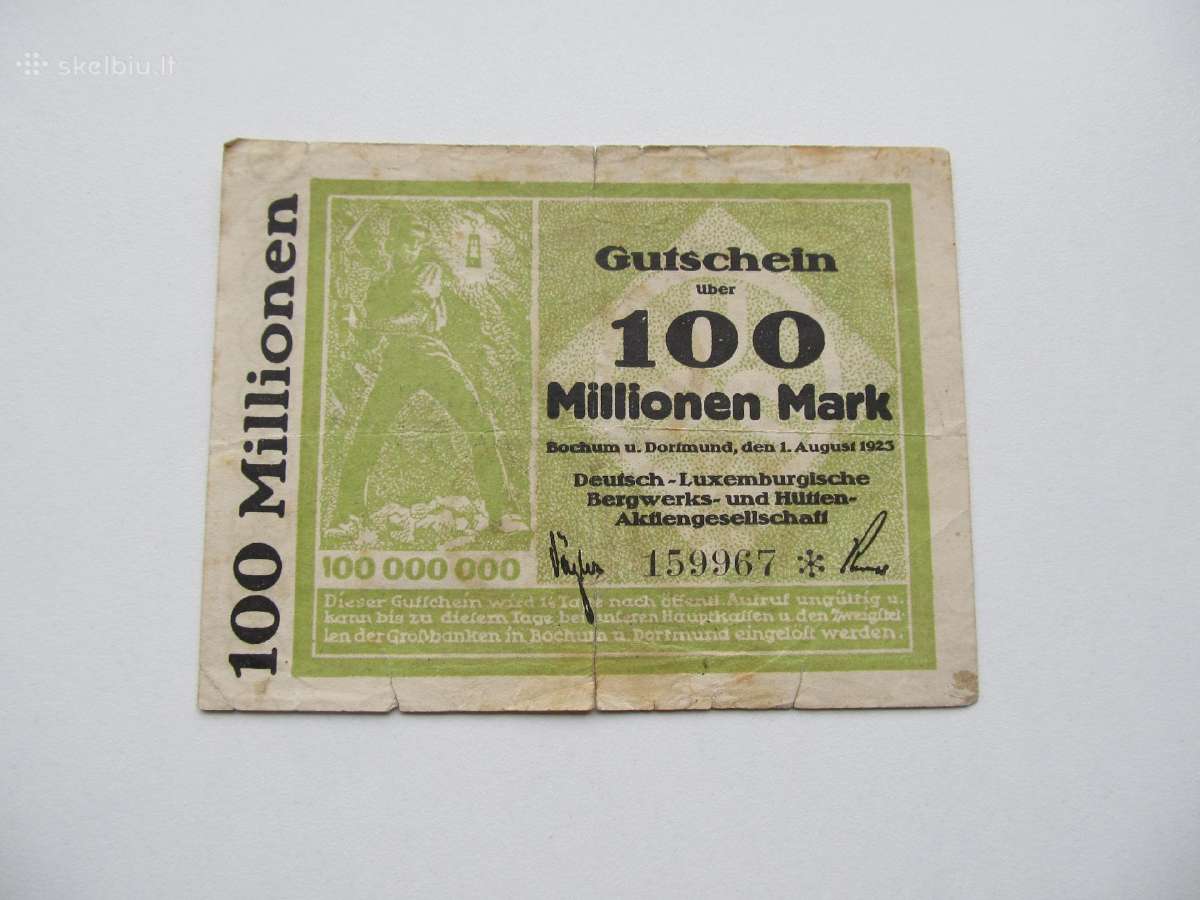 100 milijonu markiu , Bochum Vokietija , 1923