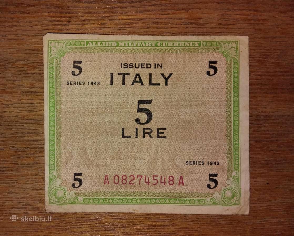 Italijos 5 liros banknotas
