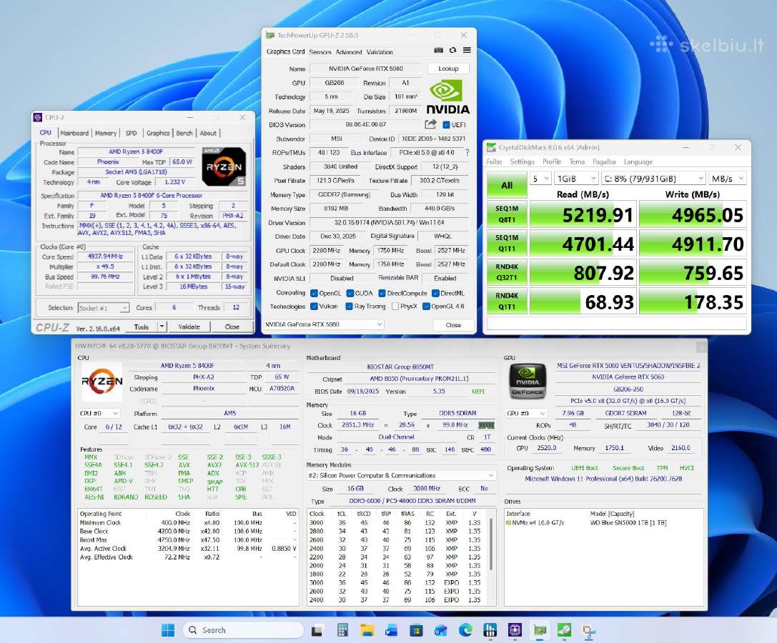 R5-8400f Am5, rtx5060, 16gb/ddr5, 1tb/SSD, Win11 - nuotraukos Nr. 5