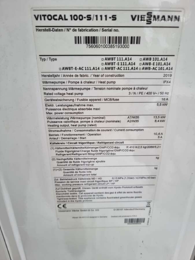 Šilumos siurblys Viessmann Vitocal111-a14 defekt. - nuotraukos Nr. 2