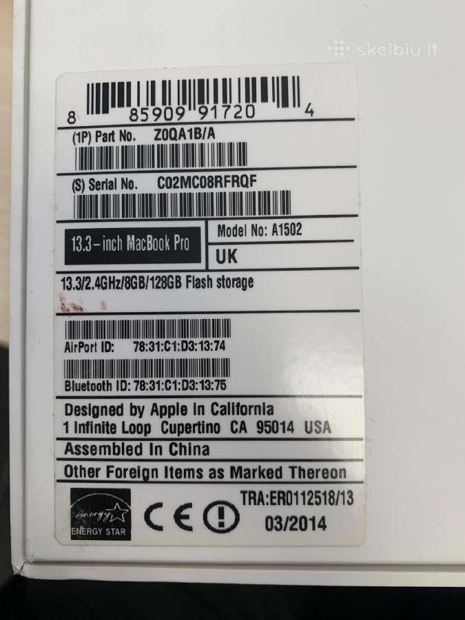 MacBook Pro A1502 Retina - nuotraukos Nr. 5