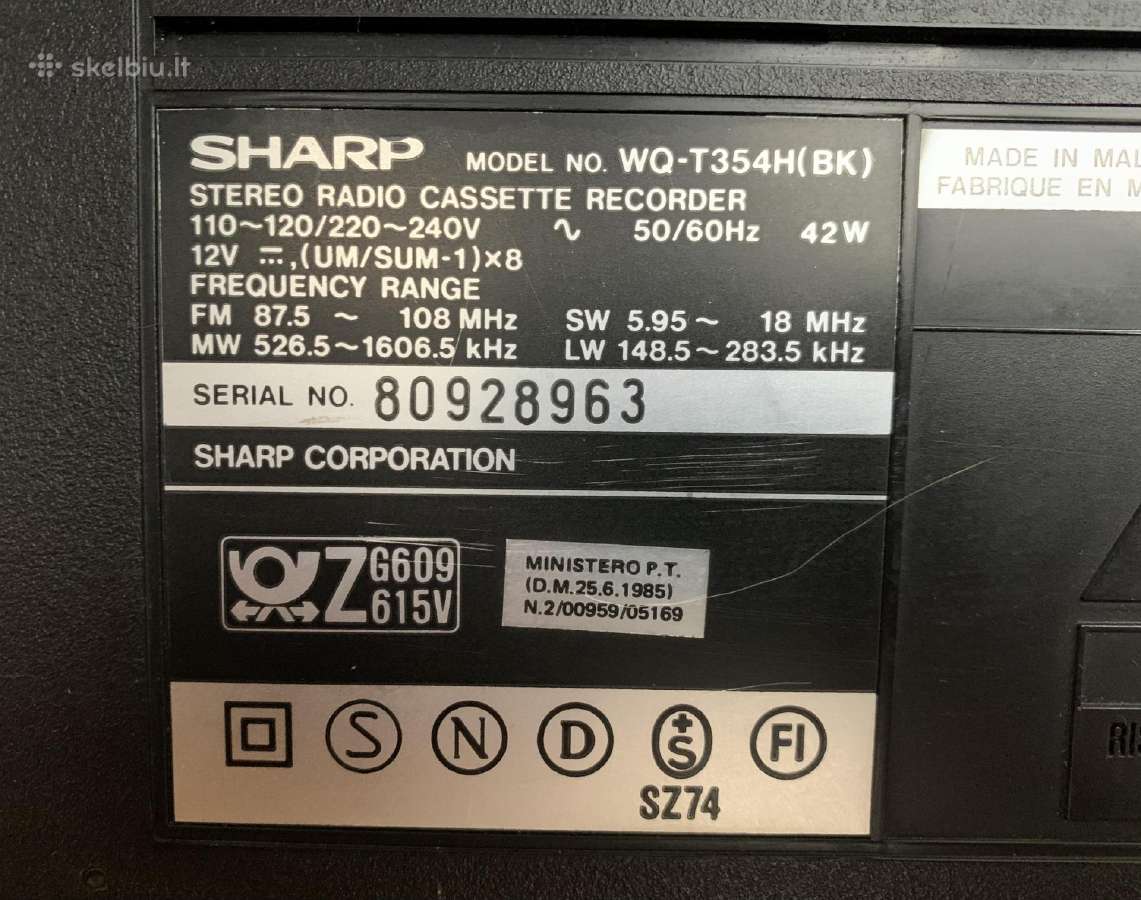 Boombox Sharp Wq-t354(bk) - nuotraukos Nr. 7