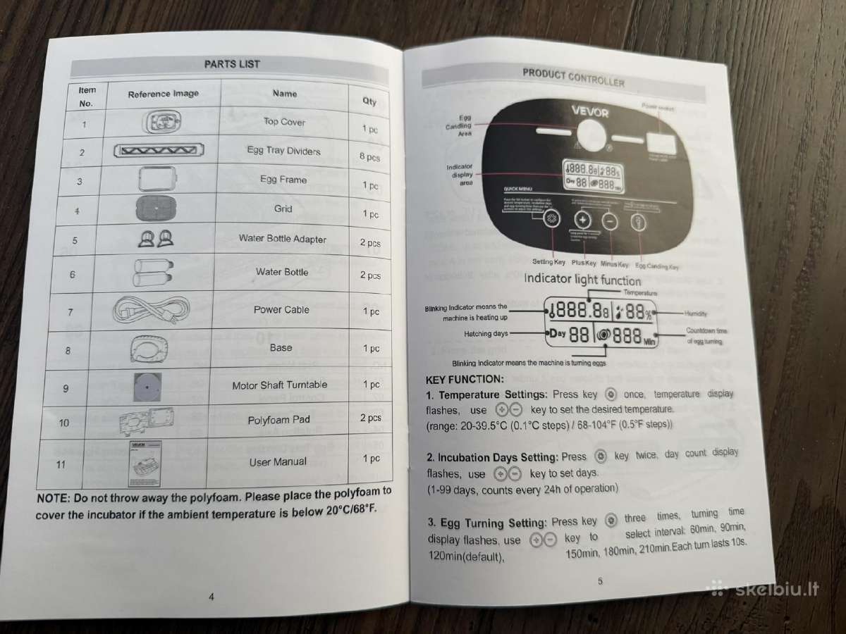 Kiaušinių inkubatorius, automatinis - nuotraukos Nr. 16