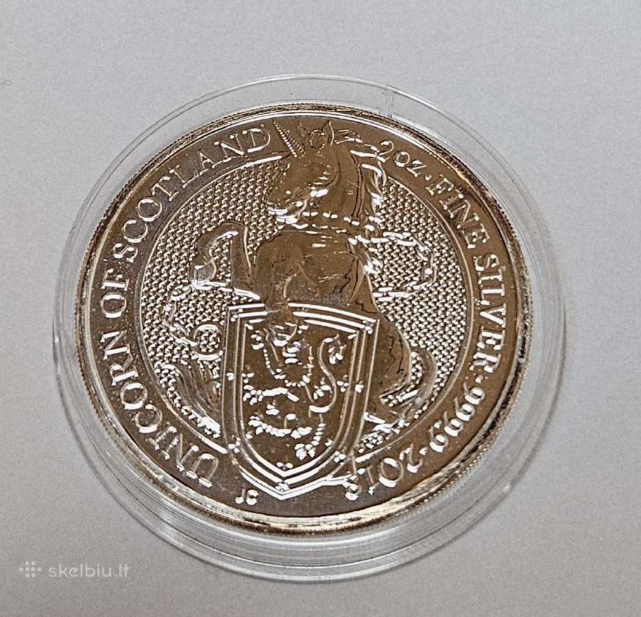 Sidabrinė kolekcinė moneta 2 oz Vienaragis