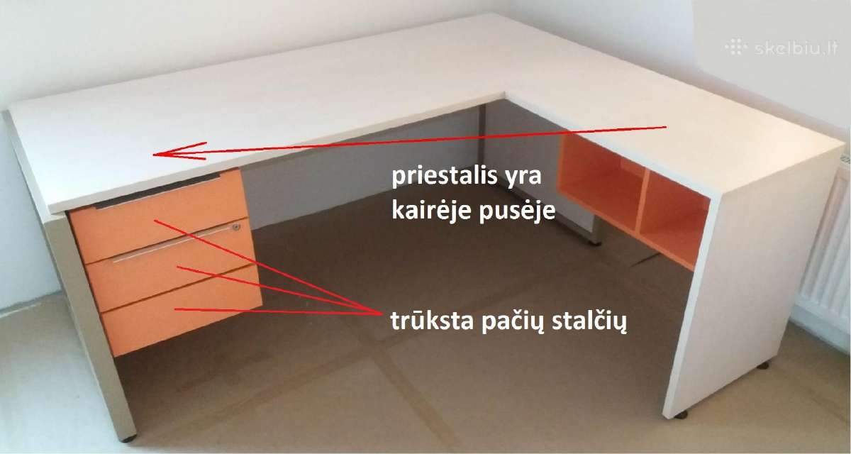 Tvirtas kampinis rašomasis darbo stalas