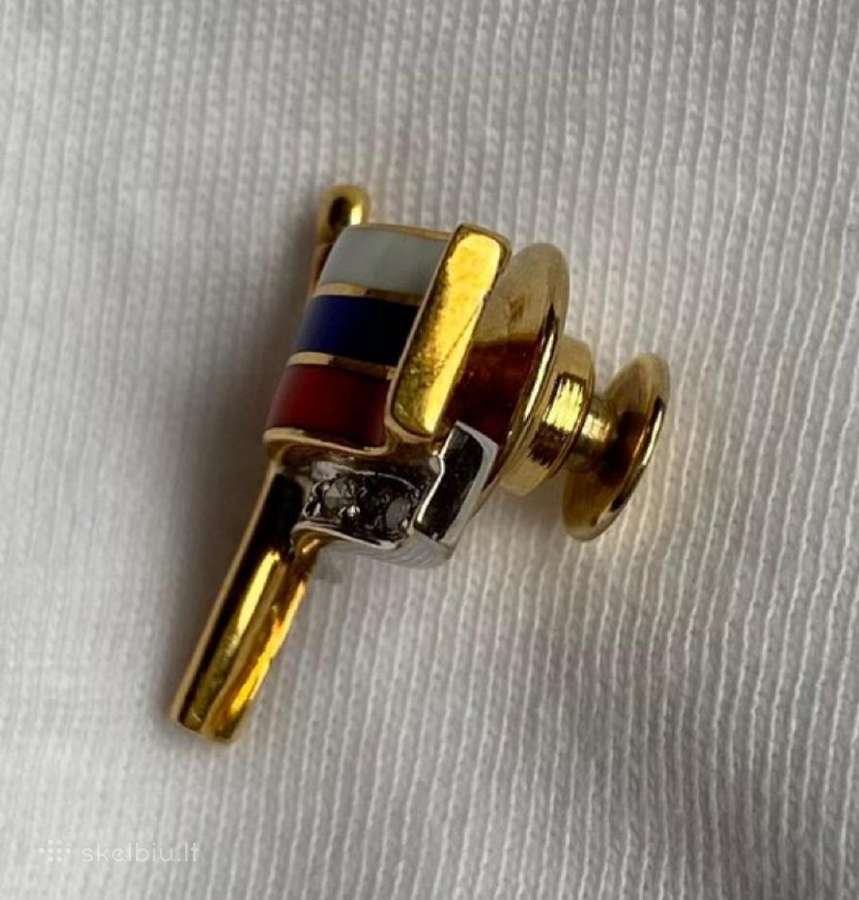Auksas 18k (750 pr.) 1991 m. Vintažinė Sagė Reta - nuotraukos Nr. 3