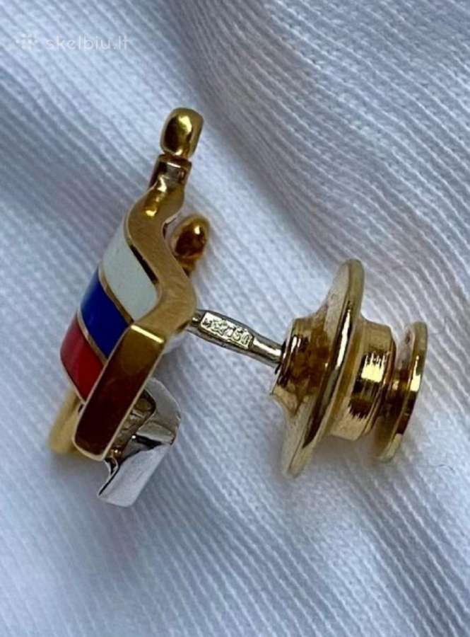 Auksas 18k (750 pr.) 1991 m. Vintažinė Sagė Reta - nuotraukos Nr. 2