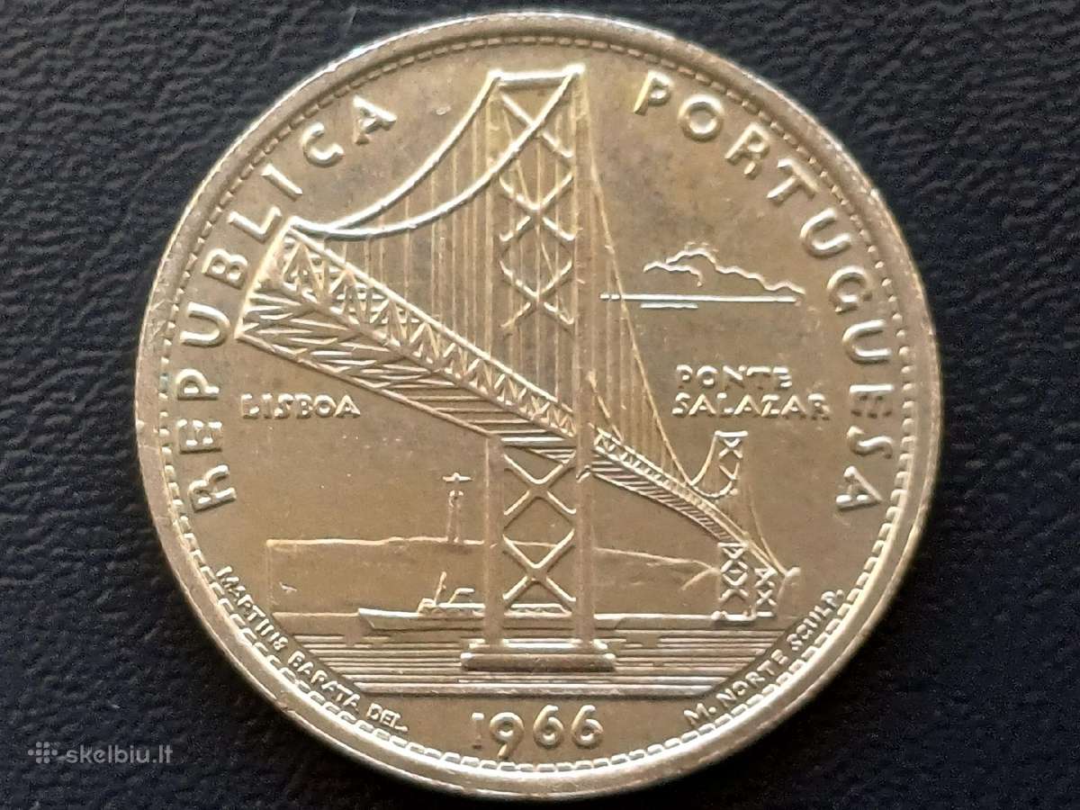 20 eskudų 1966m. Portugalija 10g. sidabras 650 unc
